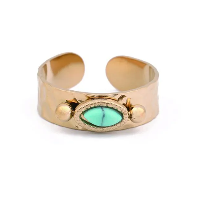 Hypnochic Bohème bague ajustable pierre turquoise sans nickel