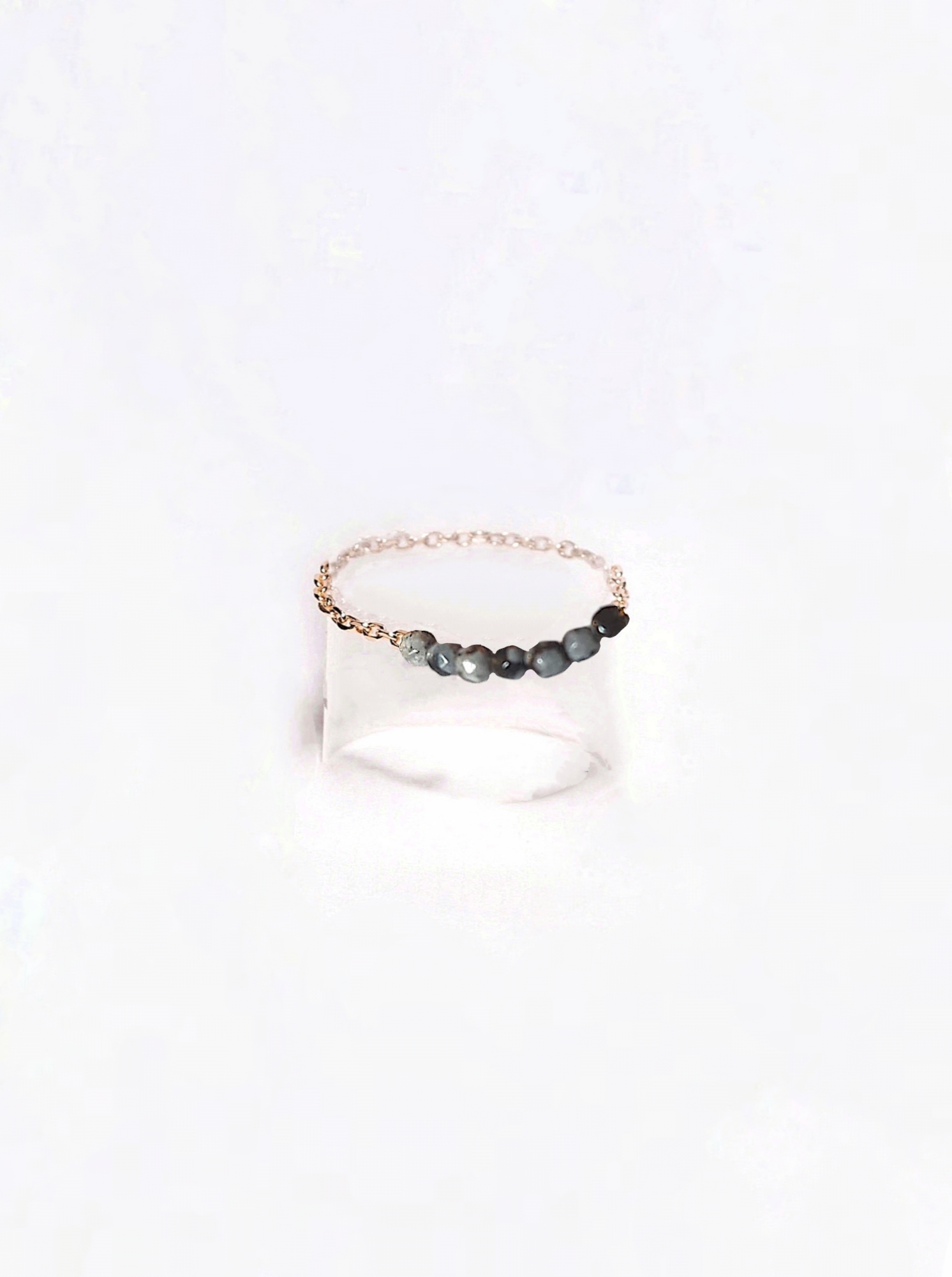 Ô Plum Gina bague jaspe noir plaqué or barrette