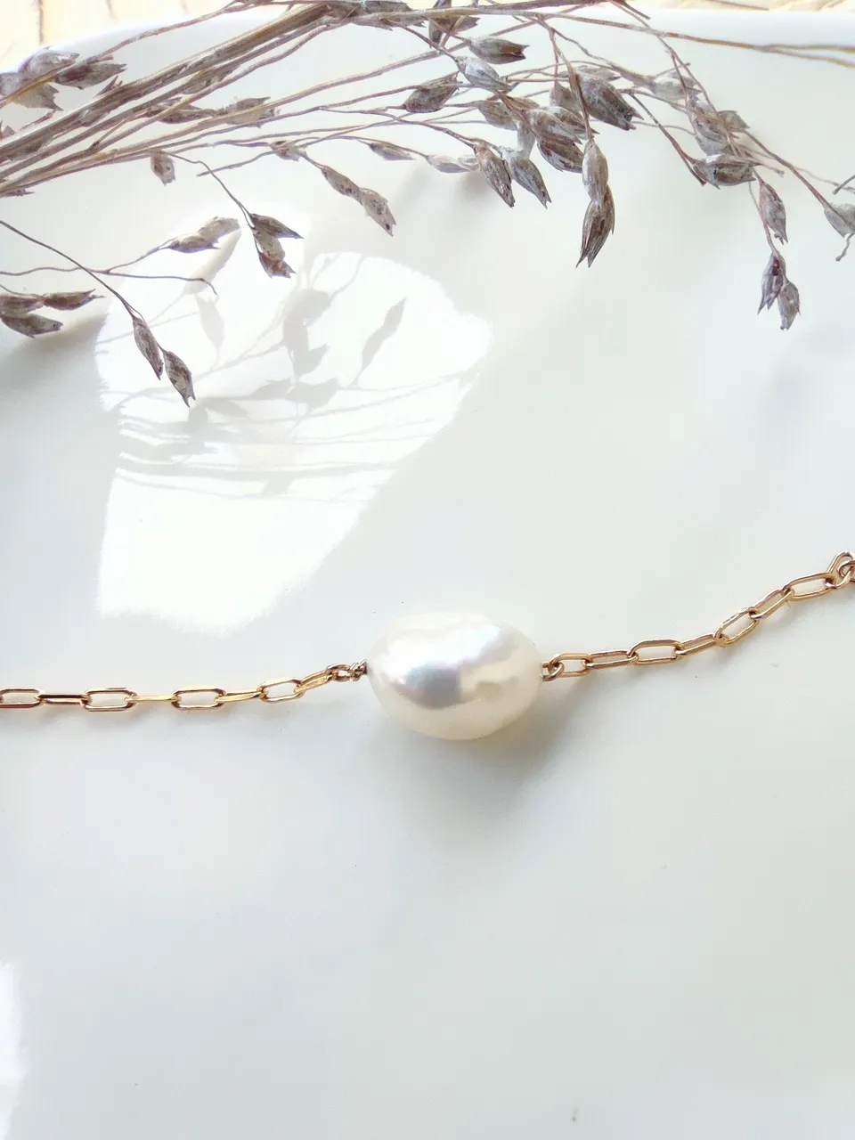 Ô Plum Maèle bracelet perle plaqué or 15-18 cm