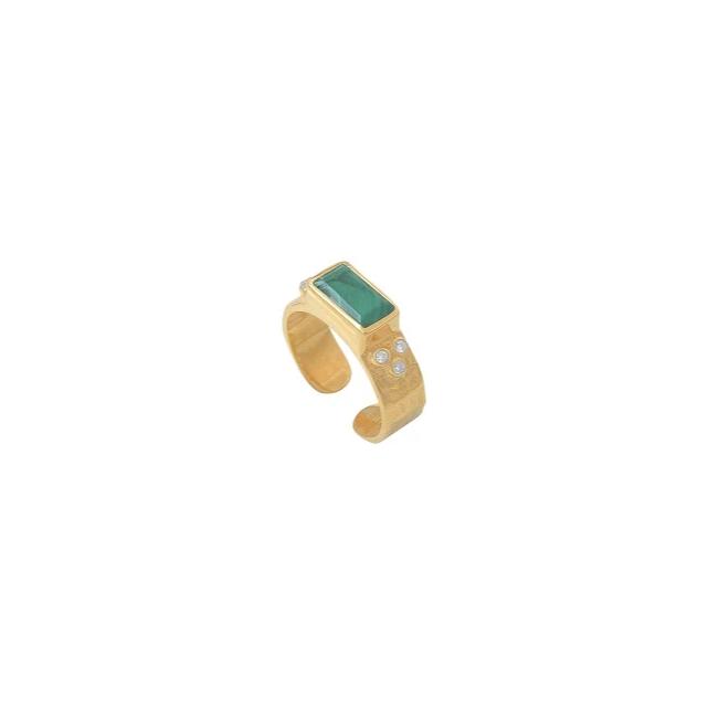 Leticia Ponti Molly Bague ajustable malachite verte zircons