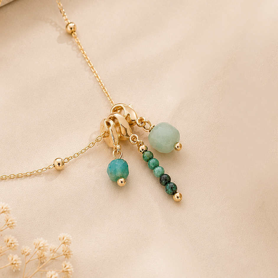 Ô Plum Breloques et Chaînes breloque tige turquoise argent 925 2,8 cm
