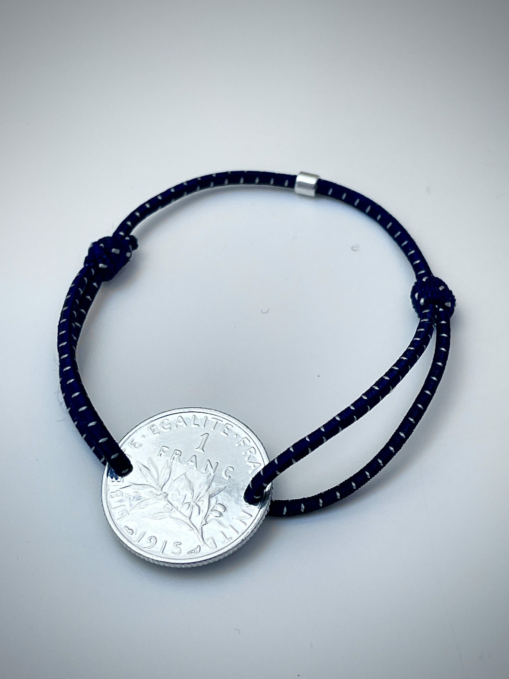 Le P’tit Franc 1 Franc bracelet argent massif cordon