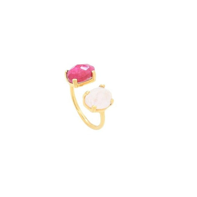Leticia Ponti Gisèle bague Pierre de lune plaqué or ajustable