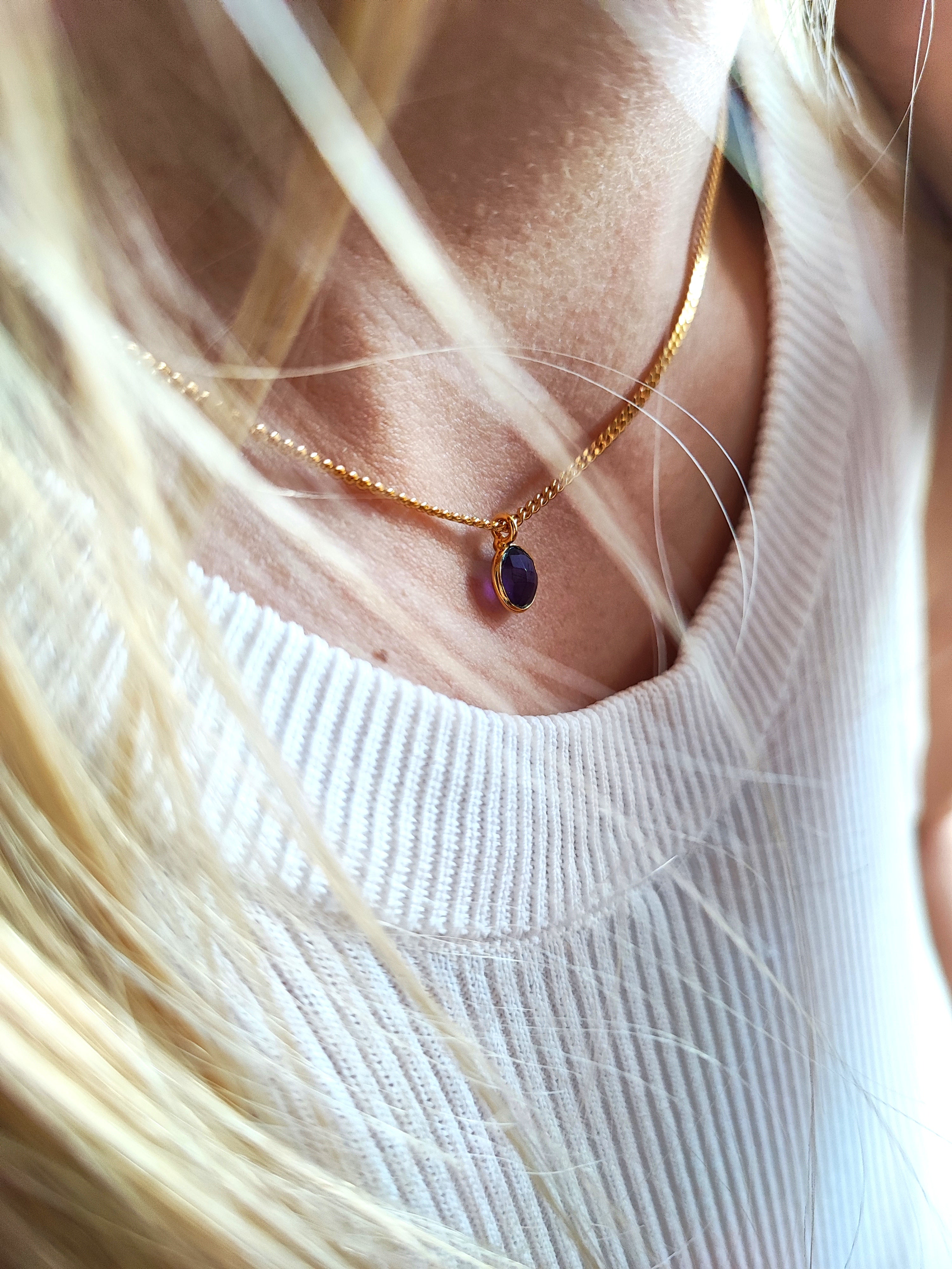 Ô PLUM Léonie Collier Améthyste Plaqué Or 39/42 cm