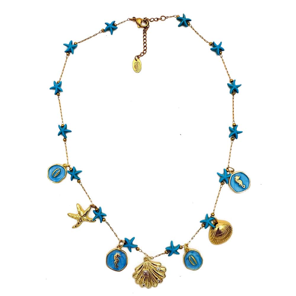 Hypnochic Star collier doré étoile de mer blanc nacré