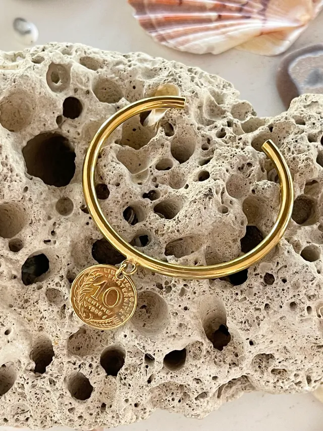 Le P’tit Franc Olympe 10 cts bracelet pièce 10 centimes plaqué or