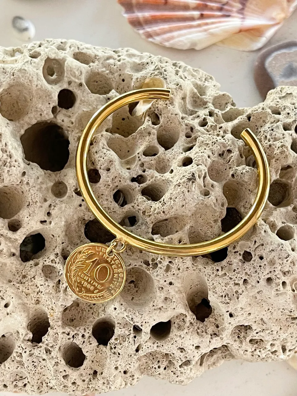 Le P’tit Franc Olympe 10 cts bracelet pièce 10 centimes plaqué or