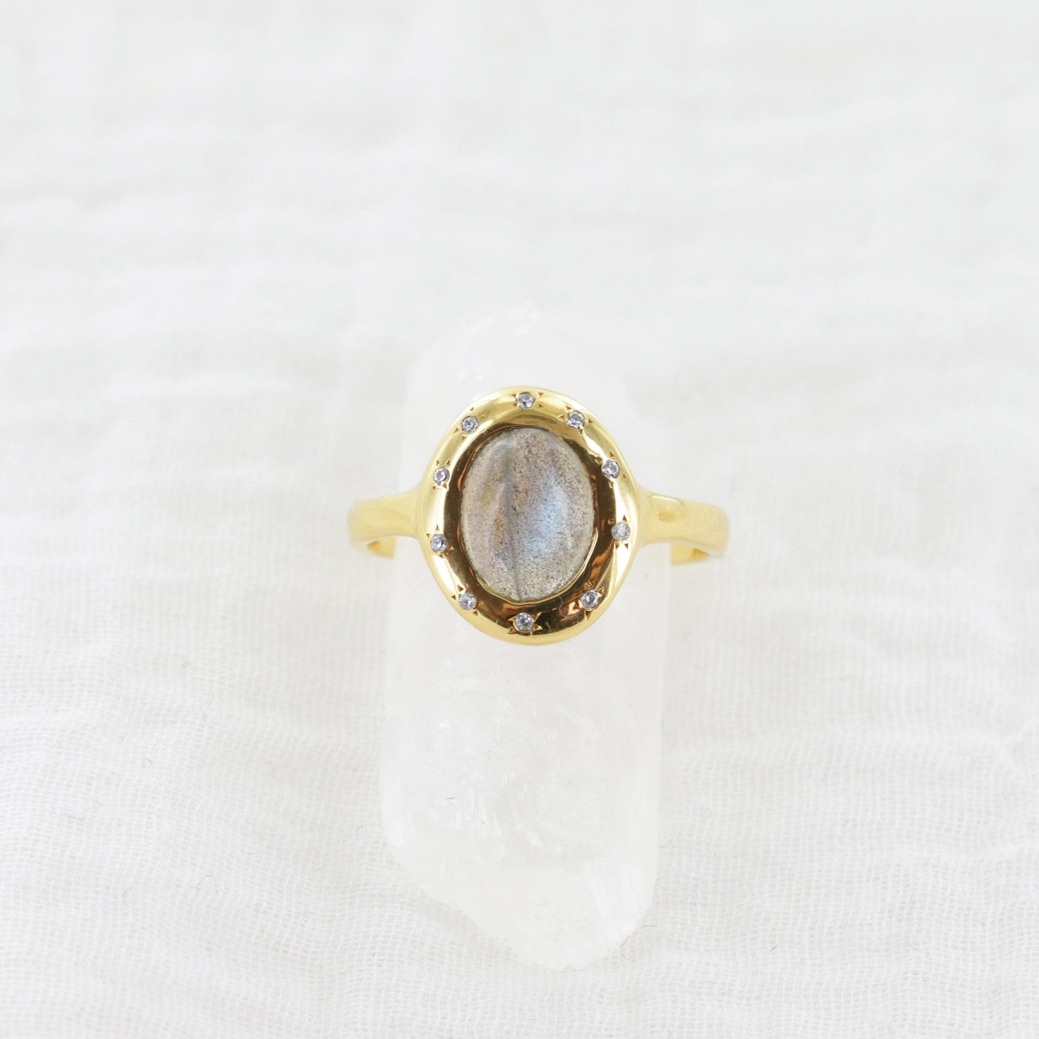 Leticia Ponti Pia bague labradorite taille 52 plaqué or