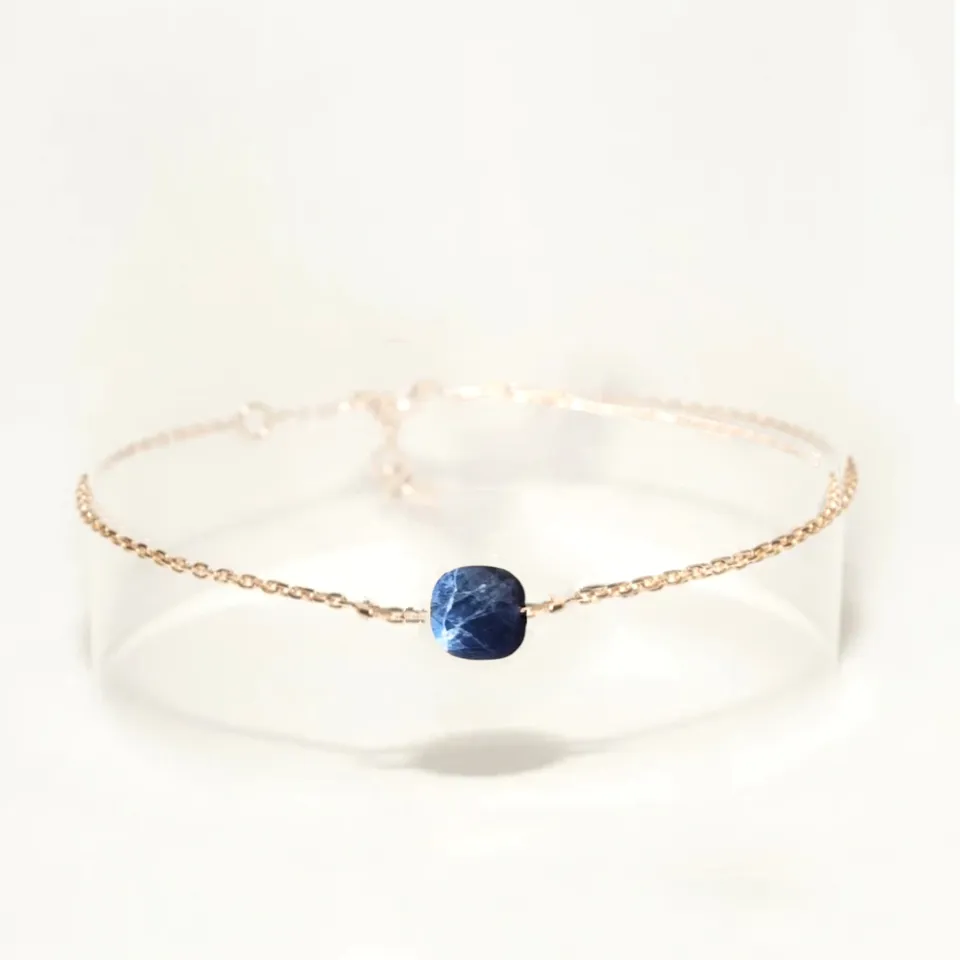Ô PLUM Charlie bracelet chaîne sodalite plaqué or 17/19cm