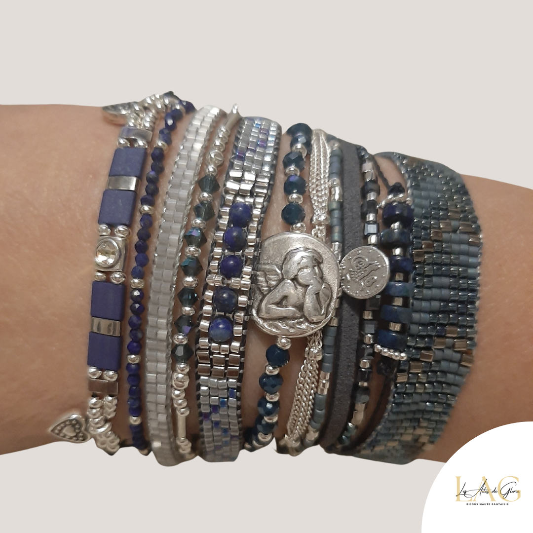 Les Ailes de Gloria Blue Moon bracelet manchette fantaisie femme