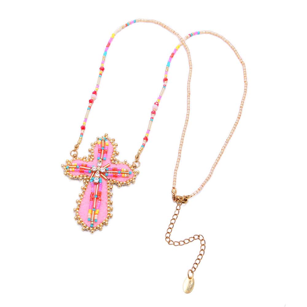 Hypnochic Marta sautoir croix Miyuki feutre