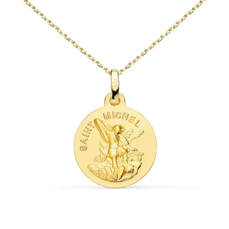 L'Atelier d'Azur Collier Médaille Saint Michel or 18ct gravure