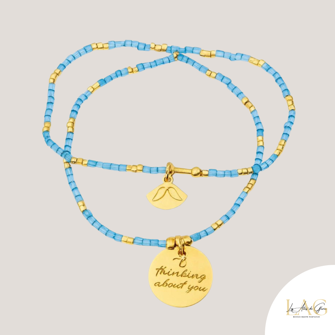 Les Ailes de Gloria Mantra Thinking About You bracelet gravé