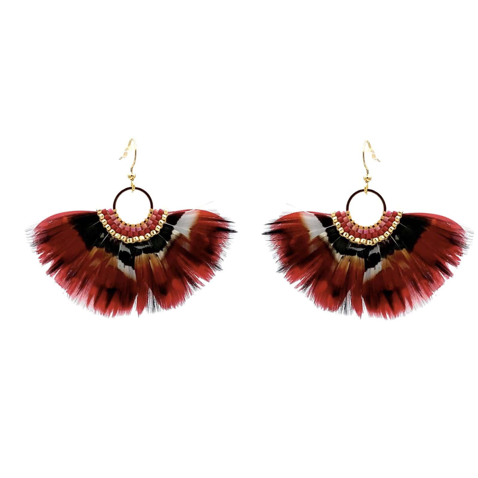 HYPNOCHIC INU boucles d'oreilles clip dorées nacre rose 30mm