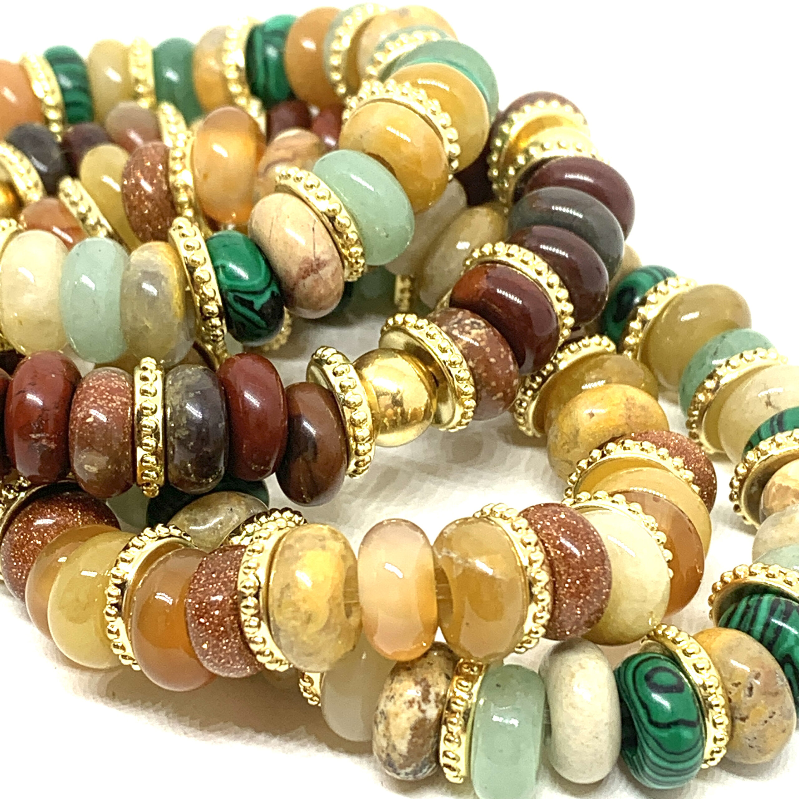 Hypnochic Mahi bracelet pierres naturelles perles dorées