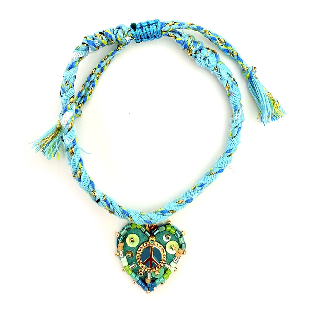 Hypnochic Peace bracelet bandanas tressé cœur ajustable