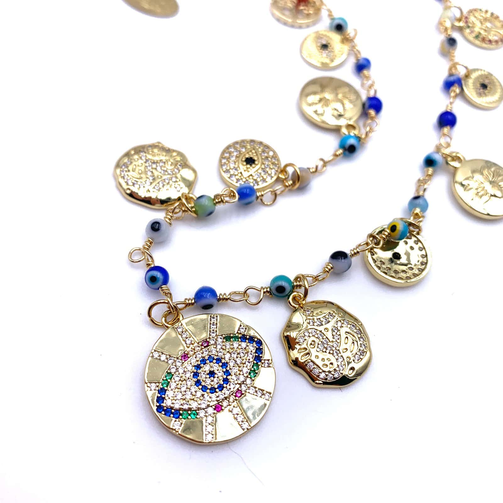 HYPNOCHIC IZNA collier chaîne doré acier perles verre