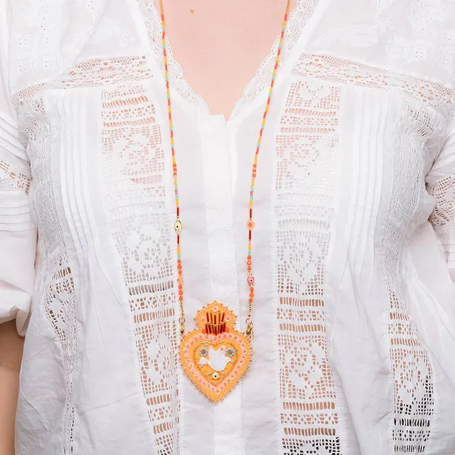 Hypnochic Greta sautoir Ex Voto pendentif feutre perles