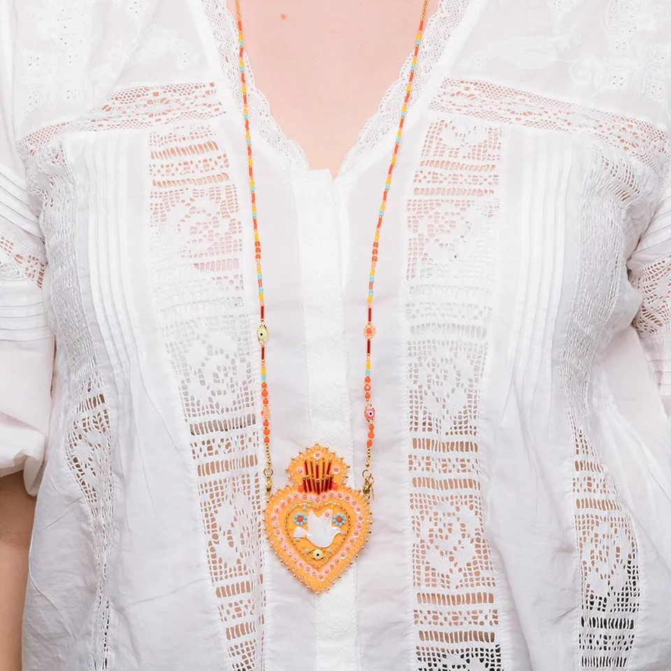 Hypnochic Greta sautoir Ex Voto pendentif feutre perles
