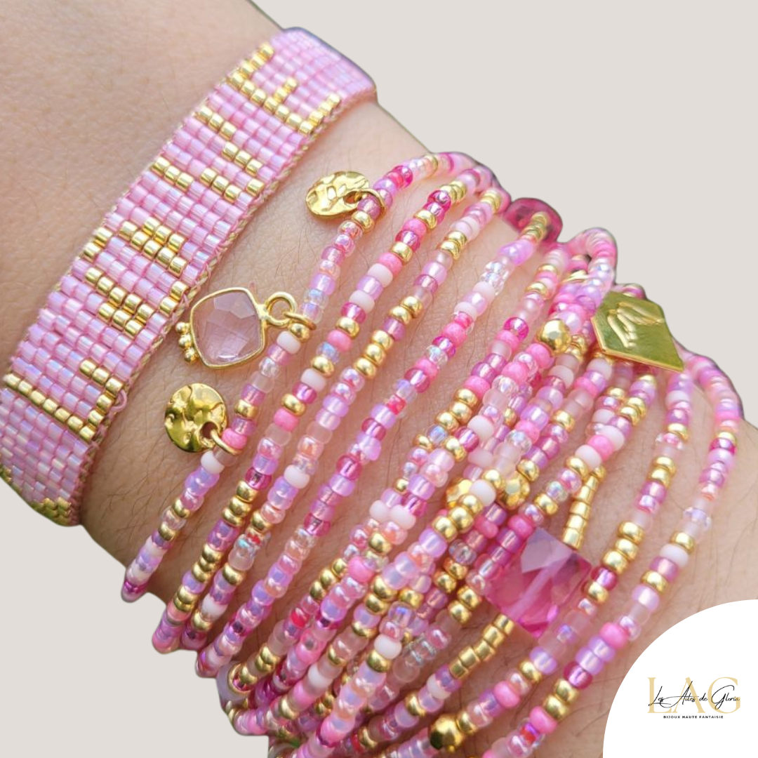 Les Ailes de Gloria La Vie en Rose bracelet multirangs