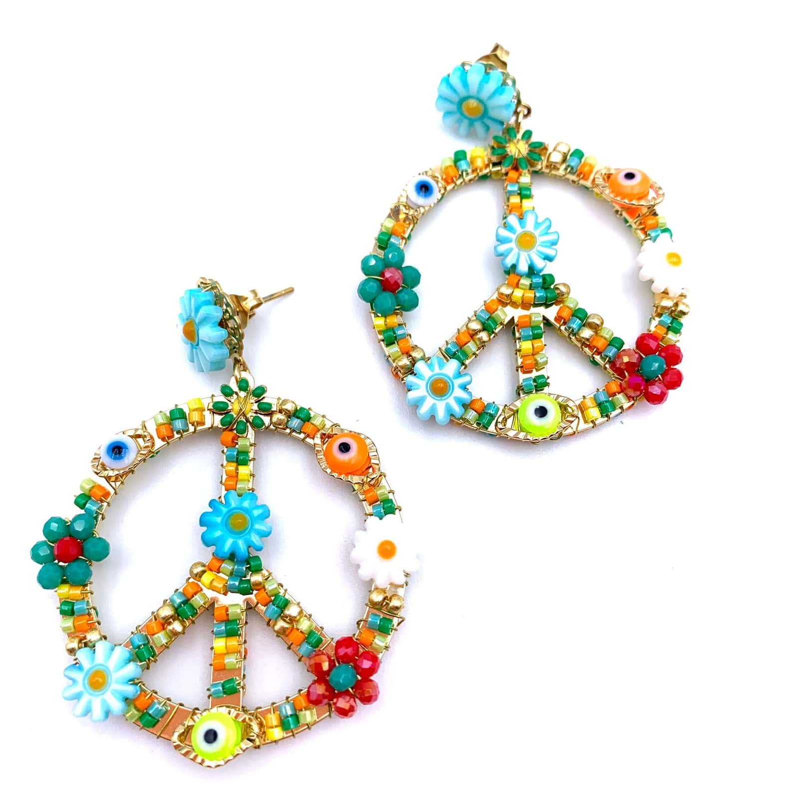 Hypnochic Baby Peace Flower boucles pendantes Miyuki 4 cm
