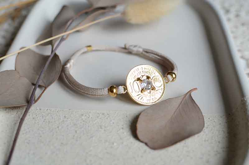 Le P'tit Franc Fraternité Étoilé bracelet cordon 21 mm doré