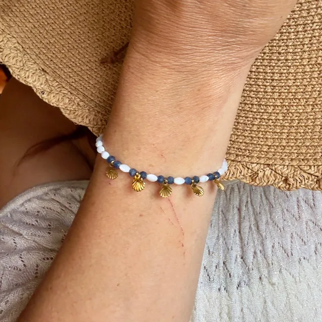 Mad So Creation Saphir bracelet nacre saphir bleu coquillage