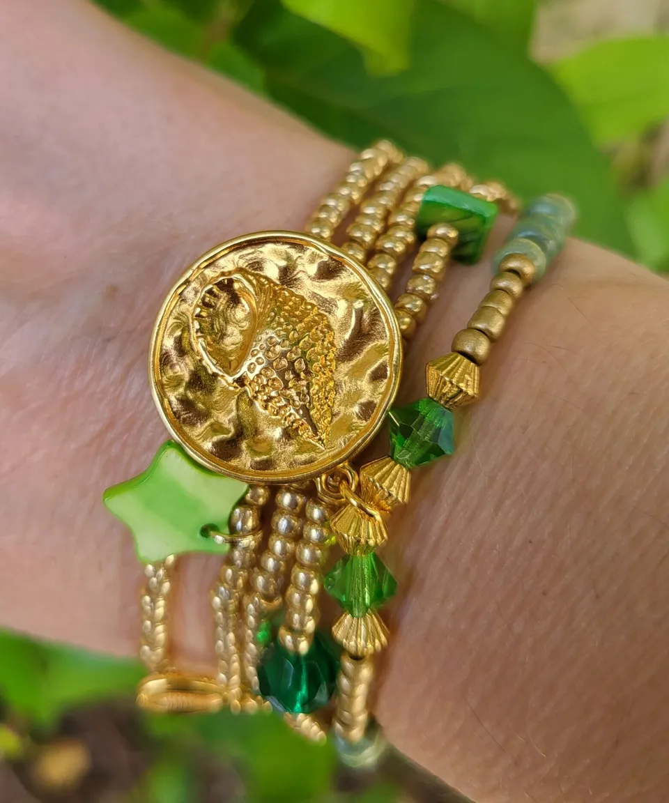 Les Ailes de Gloria Strombe XXL bracelet multirangs