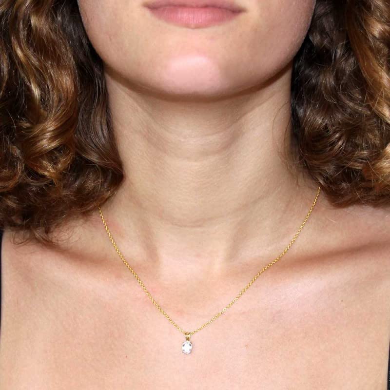 L'Atelier d'Azur Zirconium Ovale pendentif or jaune femme