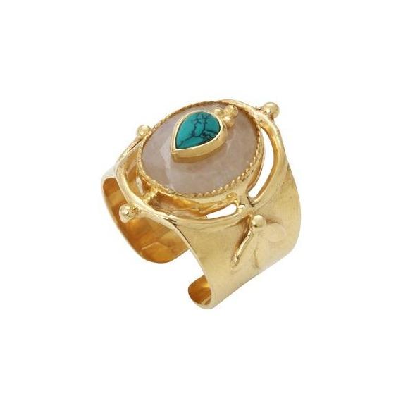 Leticia Ponti Mila bague goutte labradorite ajustable