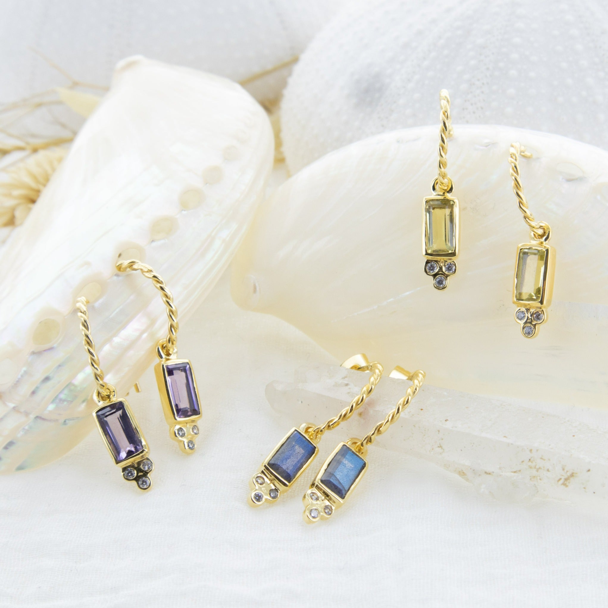 Leticia Ponti Frida boucles d'oreilles améthyste plaqué or