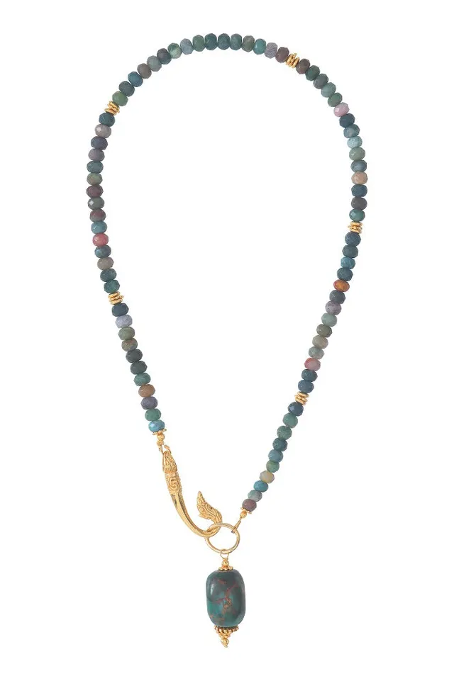 Leticia Ponti Amaia Griffe collier jaspe plaqué or 45 cm