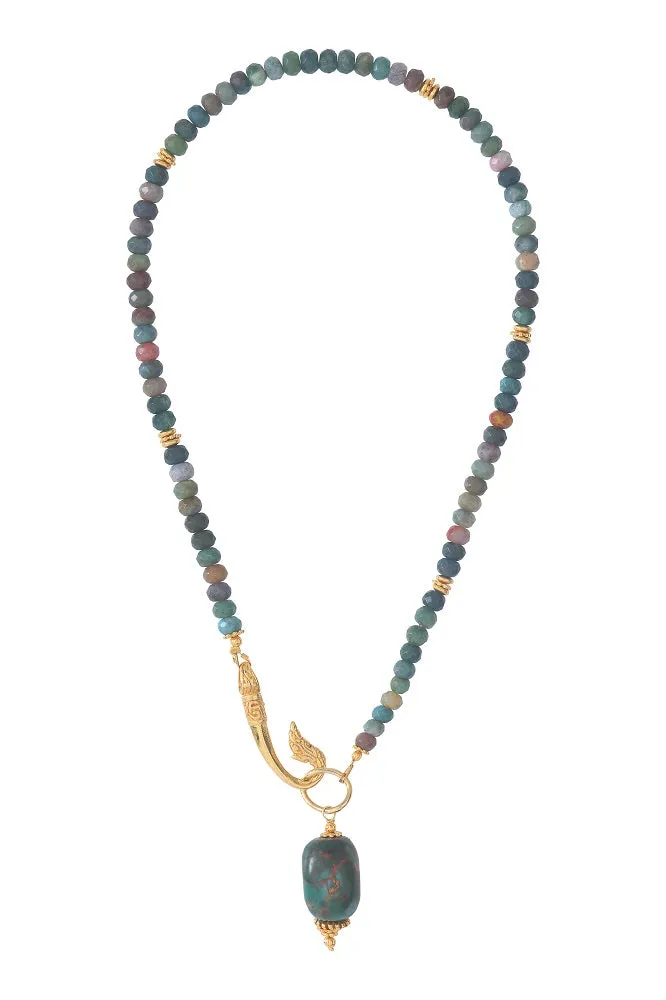 Leticia Ponti Amaia Griffe collier jaspe plaqué or 45 cm