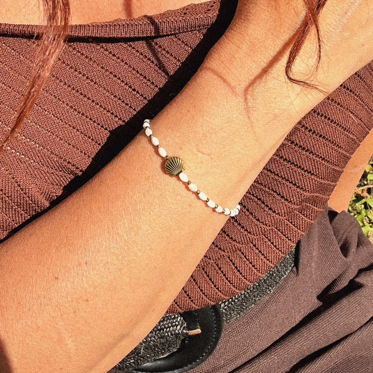 MAD SO CREATION Shell bracelet nacre coquillage doré 17,5 cm