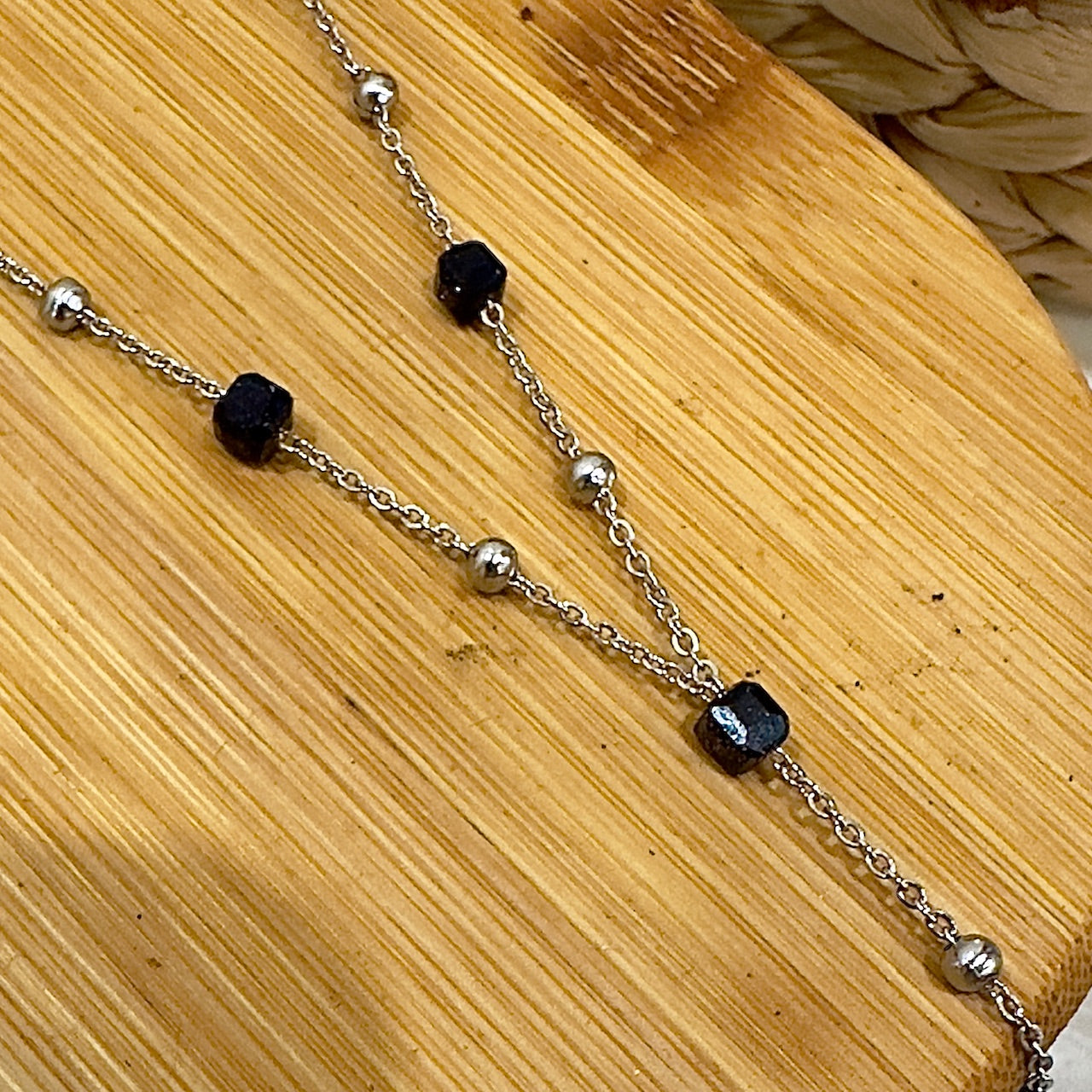 MAD SO CREATION Orelle collier Y agate rouge sable bleu