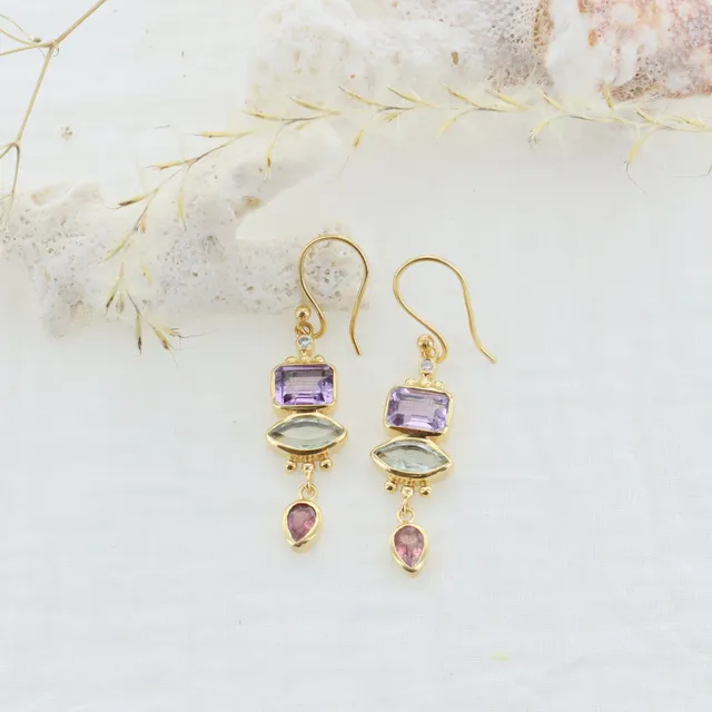 Leticia Ponti Paloma boucles améthyste tourmaline 4,5cm
