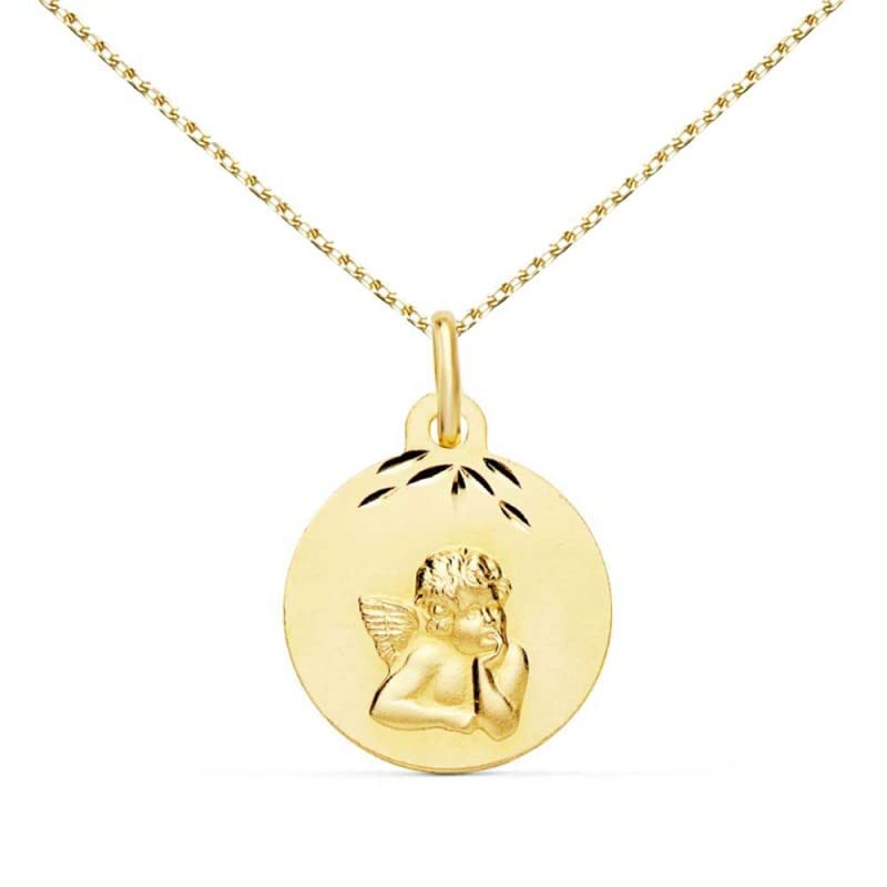 L'Atelier d'Azur Collier Médaille Ange Or Jaune + Chaîne Gravure