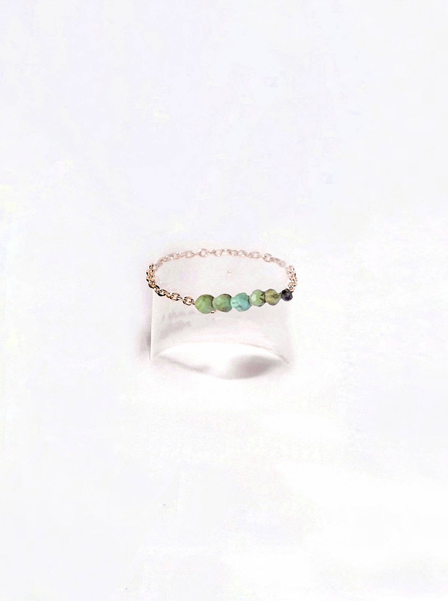 Ô PLUM Gina bague chaîne turquoise taille 52 plaqué or