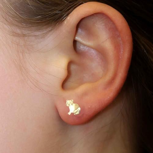 L'Atelier d'Azur Boucles d'Oreilles Chats Or Jaune Enfant