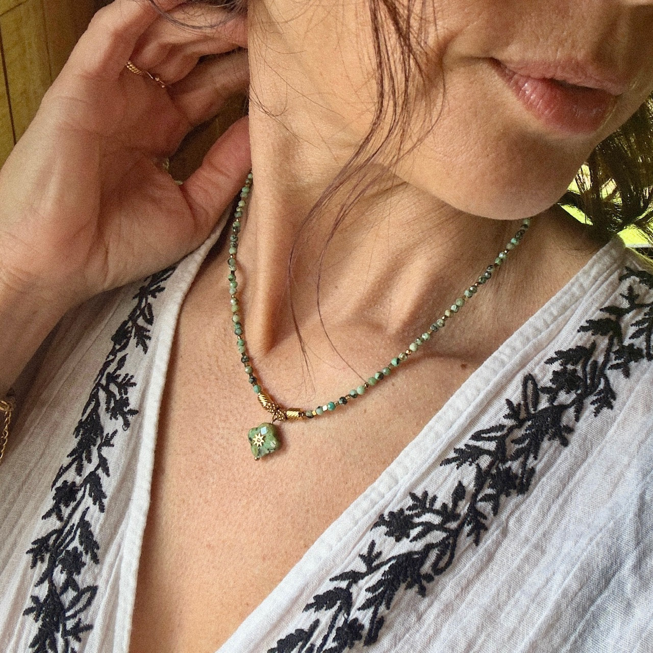 MAD SO CREATION Gaïa collier turquoise africaine bohème