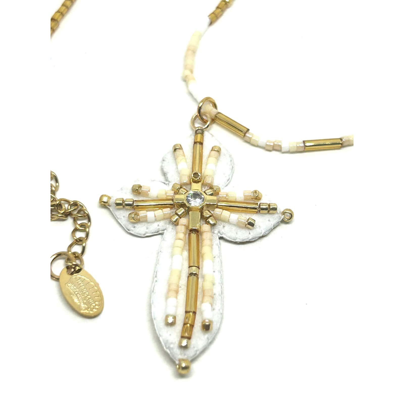 HYPNOCHIC MARTA collier croix perles Miyuki 40 cm
