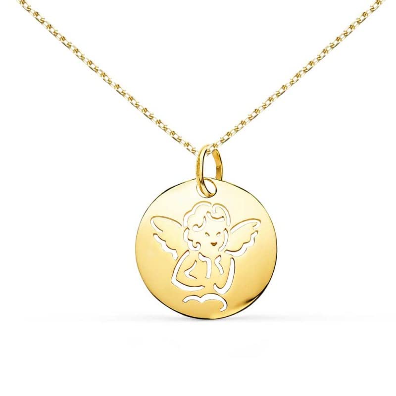 L'Atelier d'Azur Médaille Ange or jaune 9 carats chaîne 45 cm