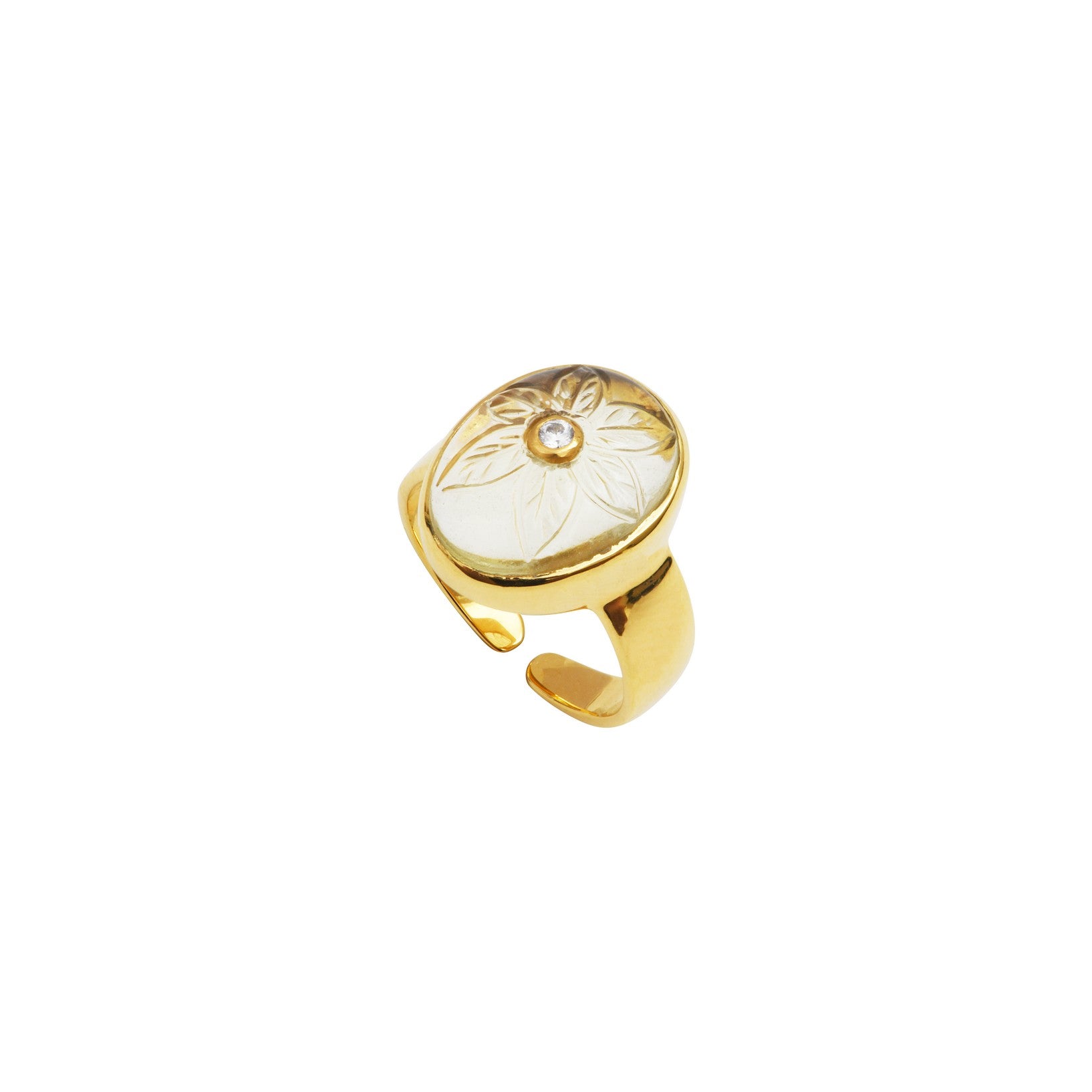 Leticia Ponti Florencia bague quartz lemon plaqué or
