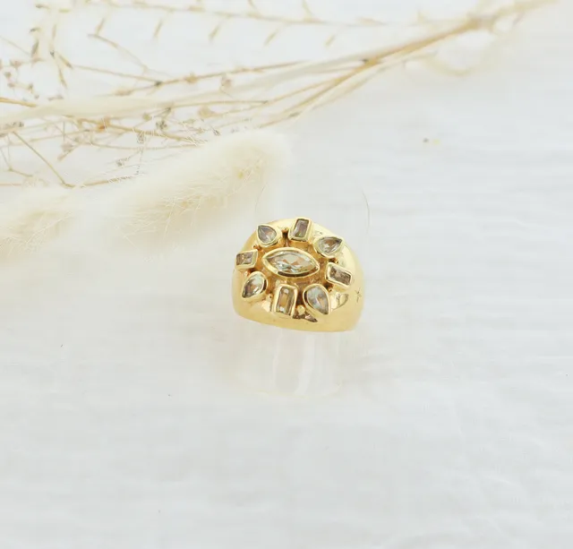 Leticia Ponti Emy bague quartz lemon plaqué or T52