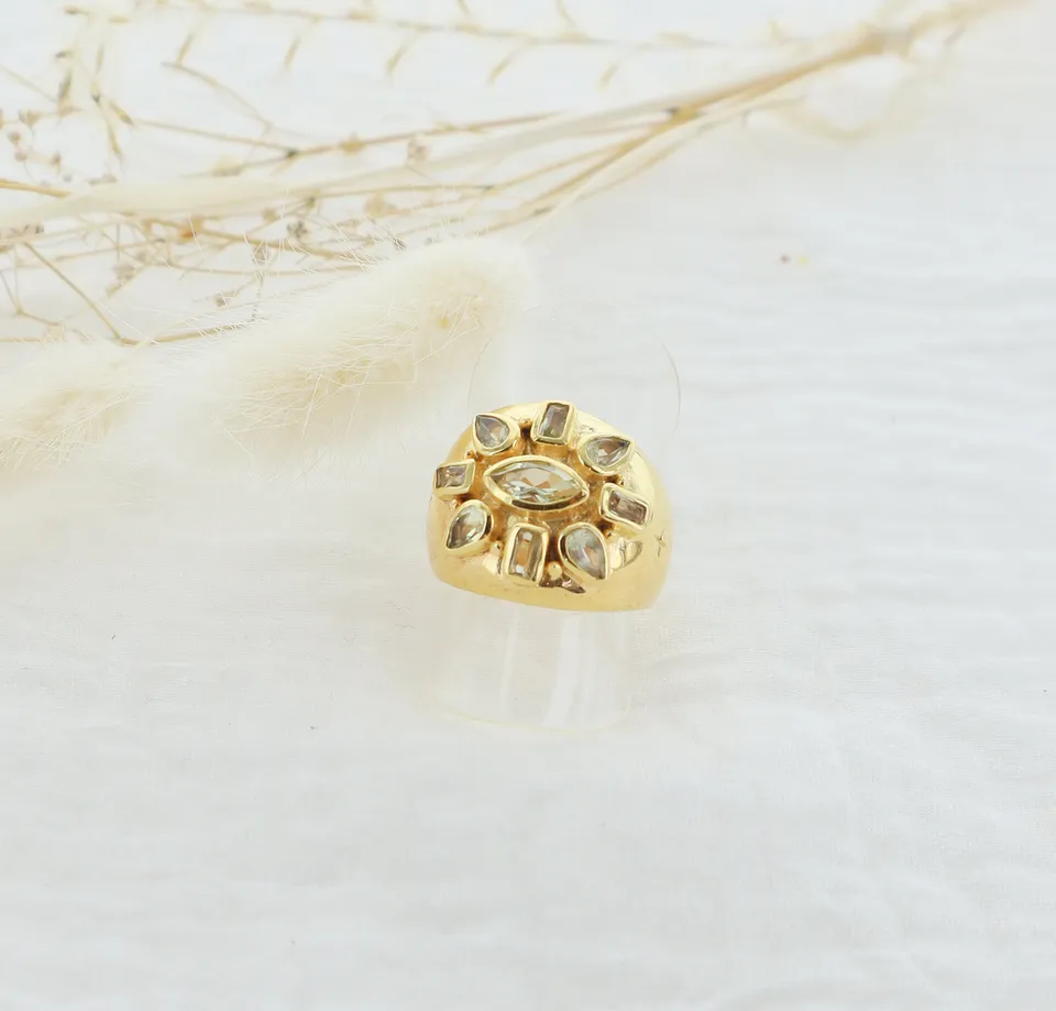 Leticia Ponti Emy bague quartz lemon plaqué or T52