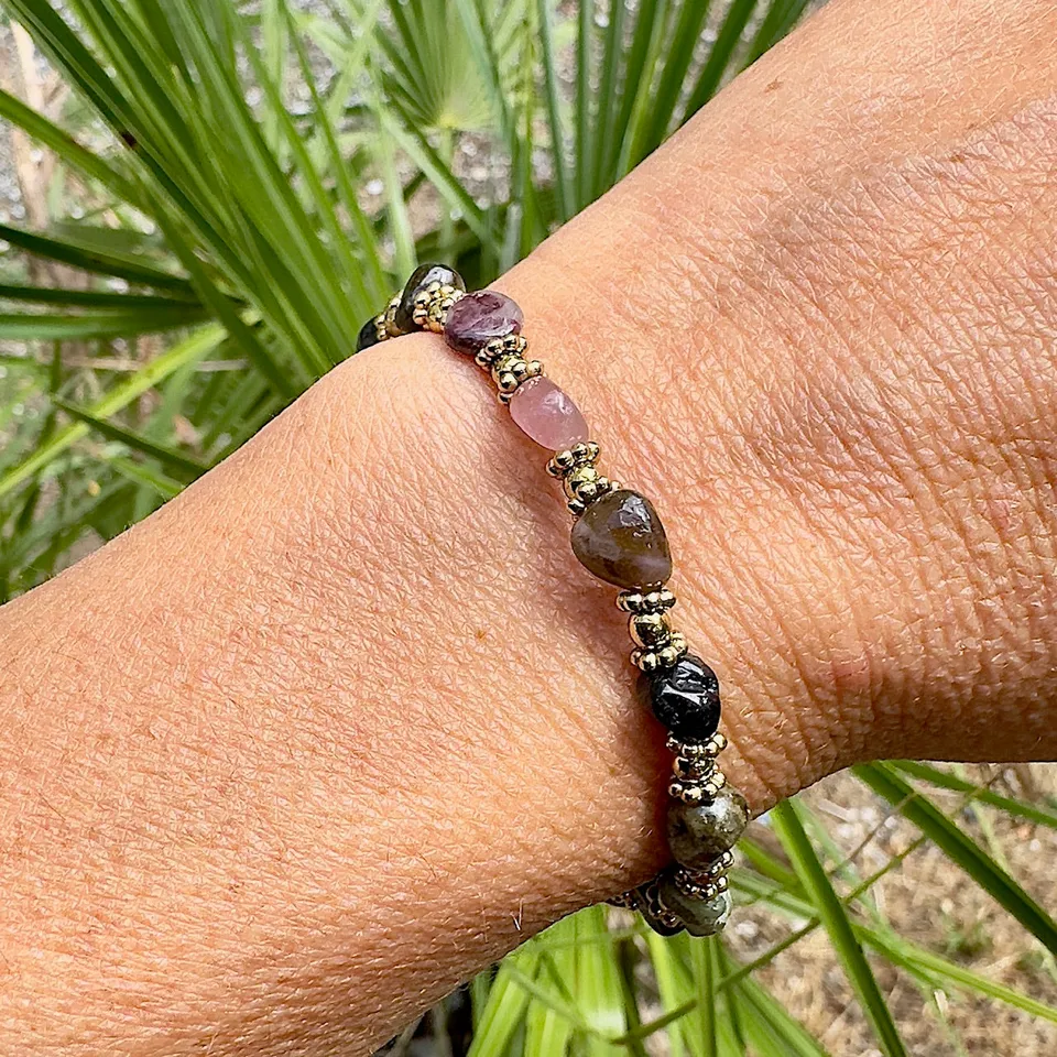 MAD SO CREATION Olie bracelet pierre tourmaline 17 cm