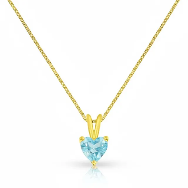 L'Atelier d'Azur Cœur Topaze Bleue Or Jaune Pendentif + Chaîne 9 carats