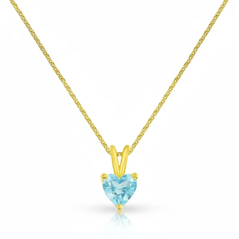 L'Atelier d'Azur Cœur Topaze Bleue Or Jaune Pendentif + Chaîne 9 carats