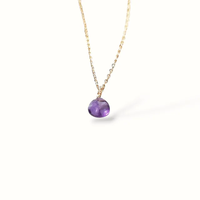 Ô PLUM Lara collier améthyste plaqué or goutte 42/45 cm