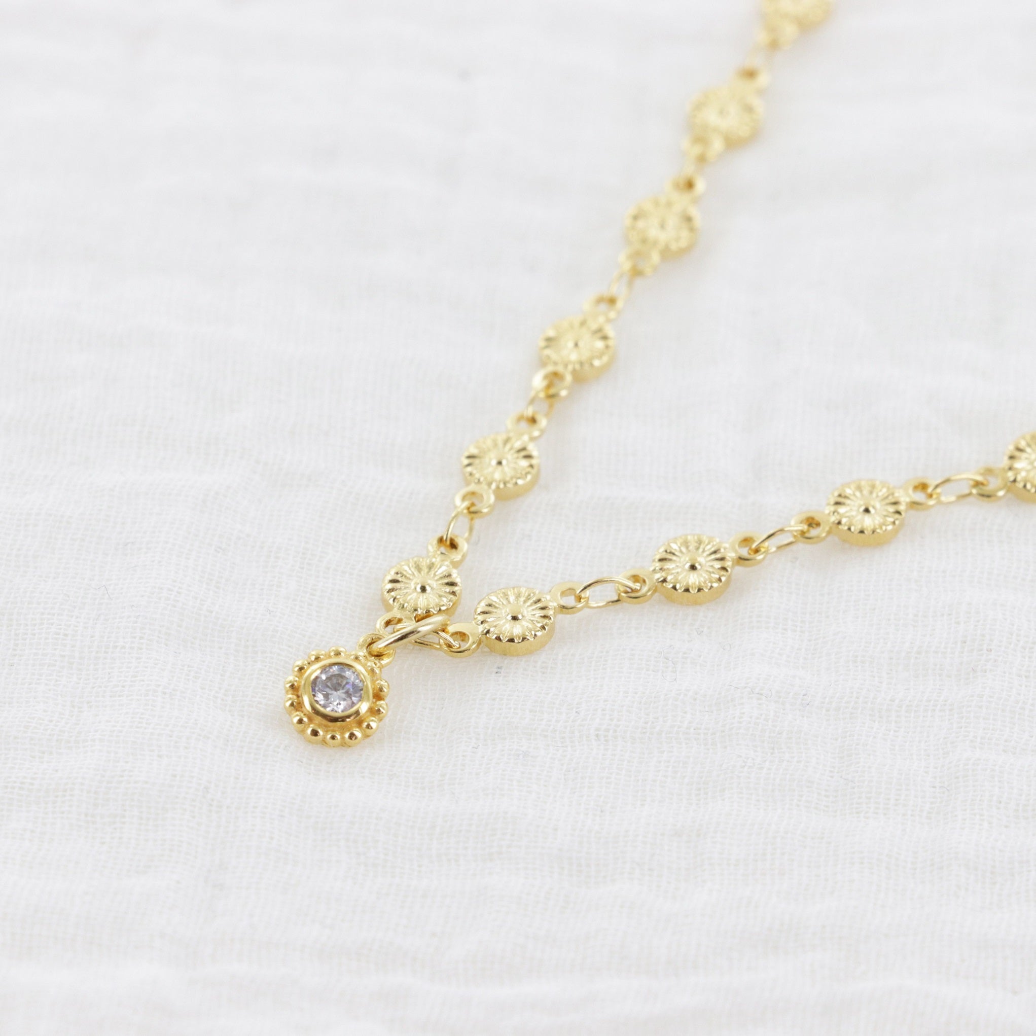 Leticia Ponti Tina collier fleur zircon 40 cm